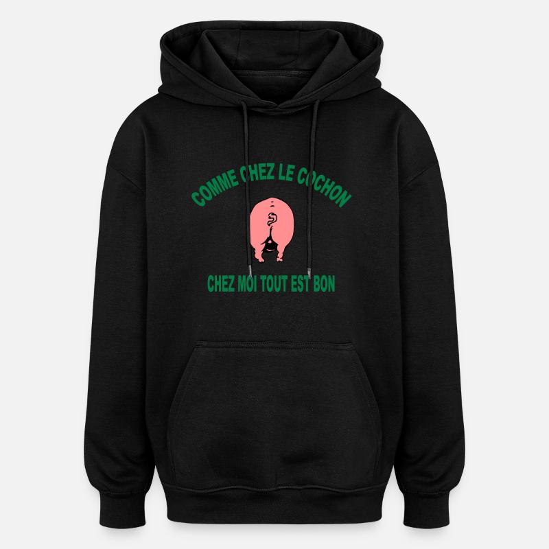 cochon - Sweat à capuche oversize unisexe - noir