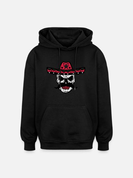Skull hat Mexican 58 - Oversized Unisex Hoodie - black