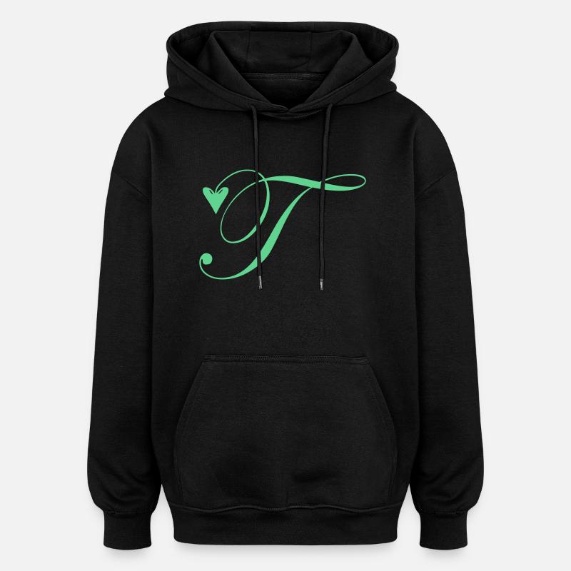 Monogramme T Coeur Vigne - Sweat à capuche oversize unisexe - noir