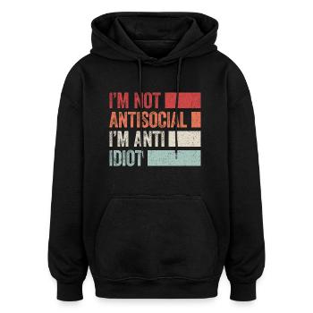 Sarcastic introvert - Oversized Unisex Hoodie - black - Front - Noah (186cm)
