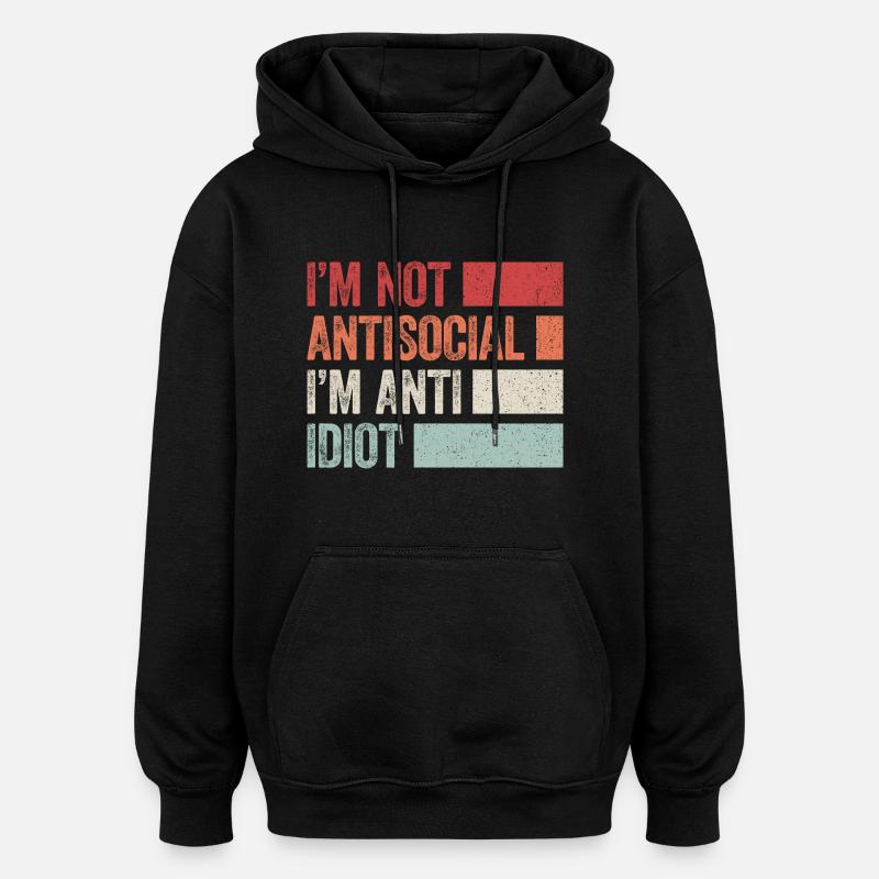 Sarkastisch introvertiert - Oversized Unisex Hoodie - Schwarz