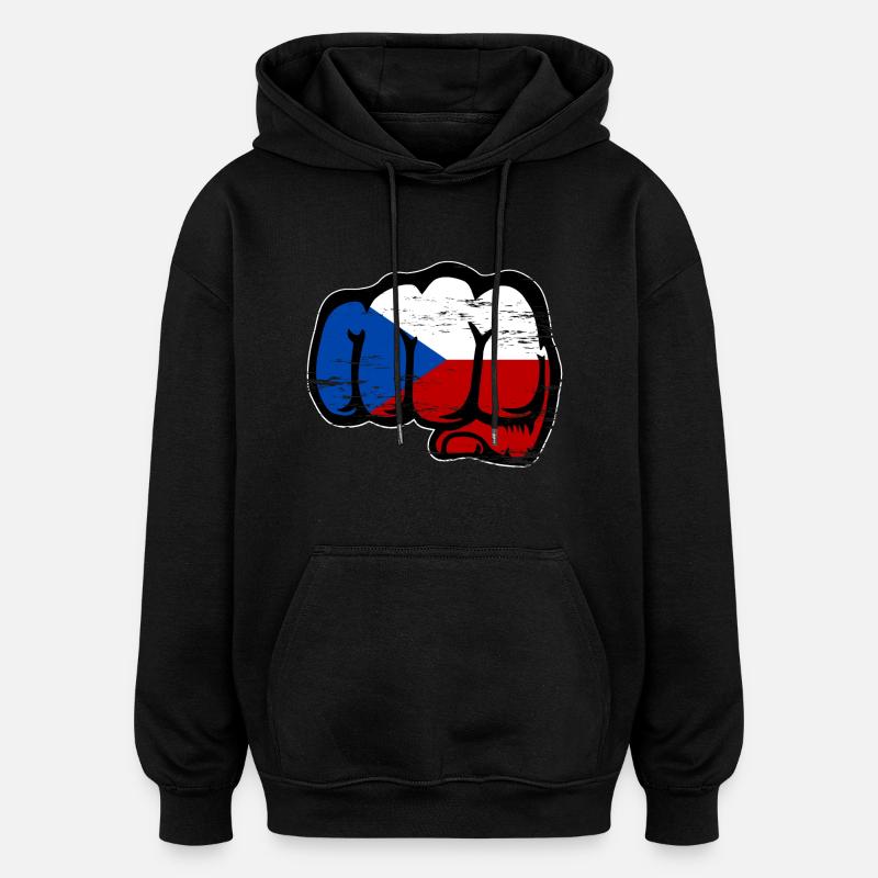 Tschechien Faust Flagge used - Oversized Unisex Hoodie - Schwarz