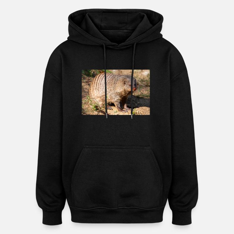 Gebänderte Manguste oder Zebramanguste Zebramanguste - Oversized Unisex Hoodie - Schwarz
