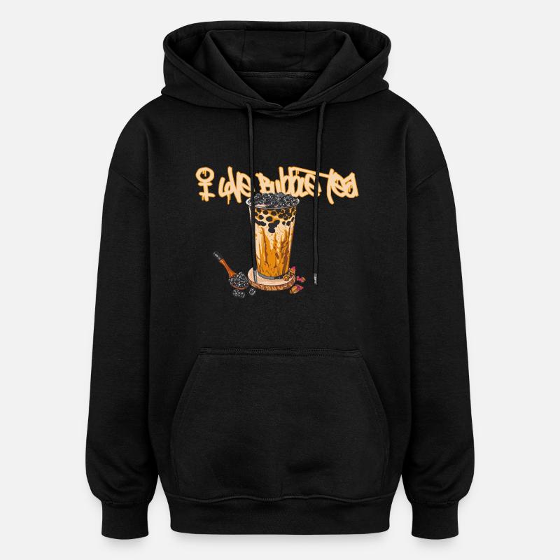 Bubble Tea // Illustration - Sweat à capuche oversize unisexe - noir