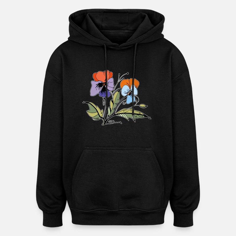 Flowers - Oversized Unisex Hoodie - black