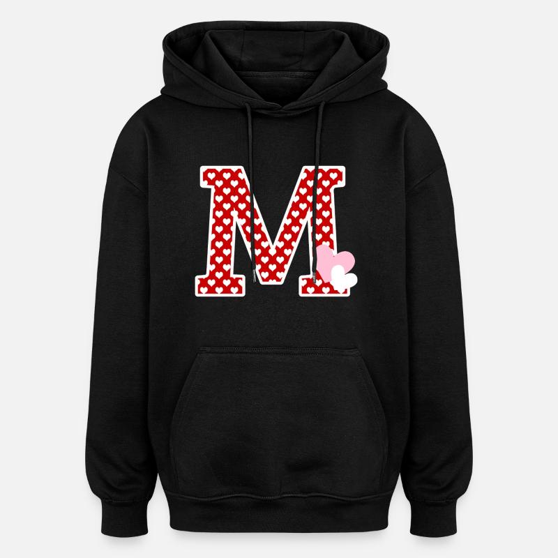 Lettre m cœur - Sweat à capuche oversize unisexe - noir