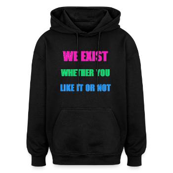 We Exist - Polysexual Flag - Oversized Unisex Hoodie - black - Front - Noah (186cm)