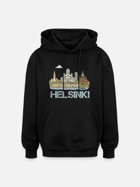helsinki stadt - Oversized Unisex Hoodie - Schwarz