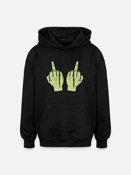 Middle Finger Hand - Oversized Unisex Hoodie - black