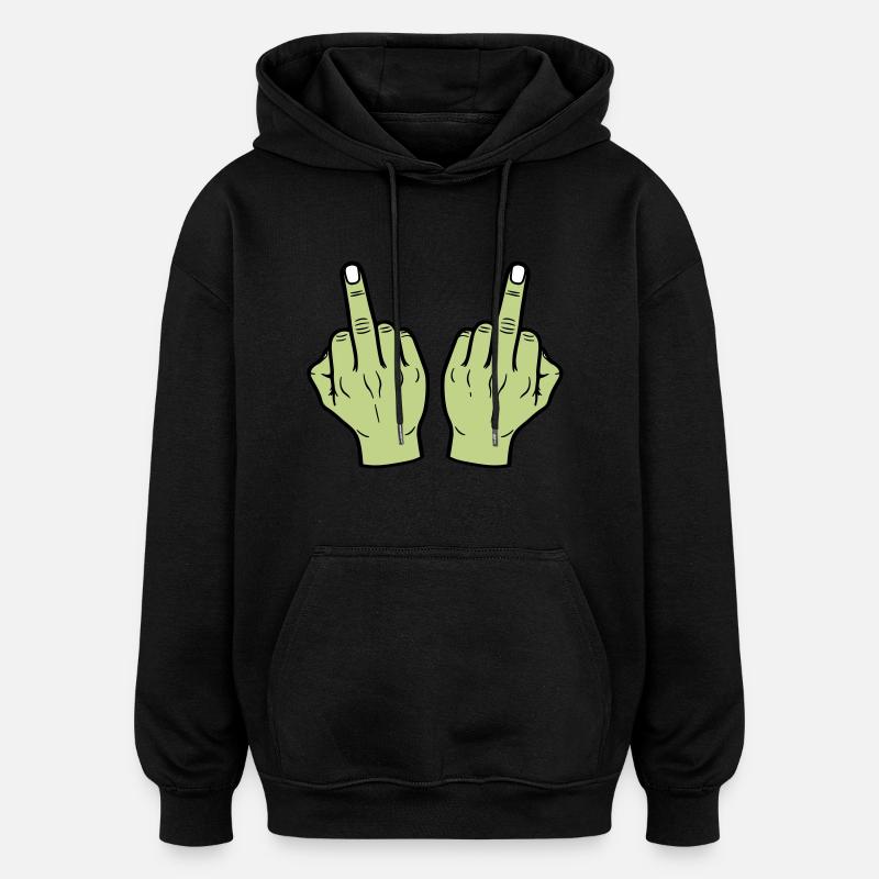 Middle Finger Hand - Oversized Unisex Hoodie - black