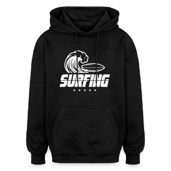 Surfing Surfboard - Oversized Unisex Hoodie - Schwarz - Vorne - Noah (186cm)