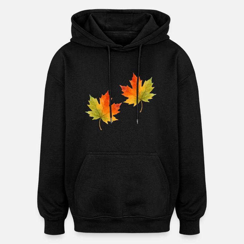 Feuille d’érable Feuille Aquarelle 2 - Sweat à capuche oversize unisexe - noir