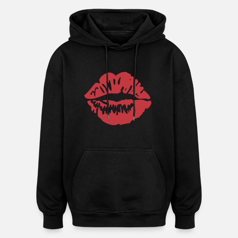 Lips - Oversized Unisex Hoodie - Schwarz