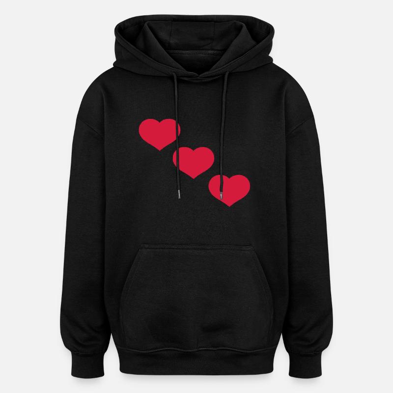 cœur coeur - Sweat à capuche oversize unisexe - noir