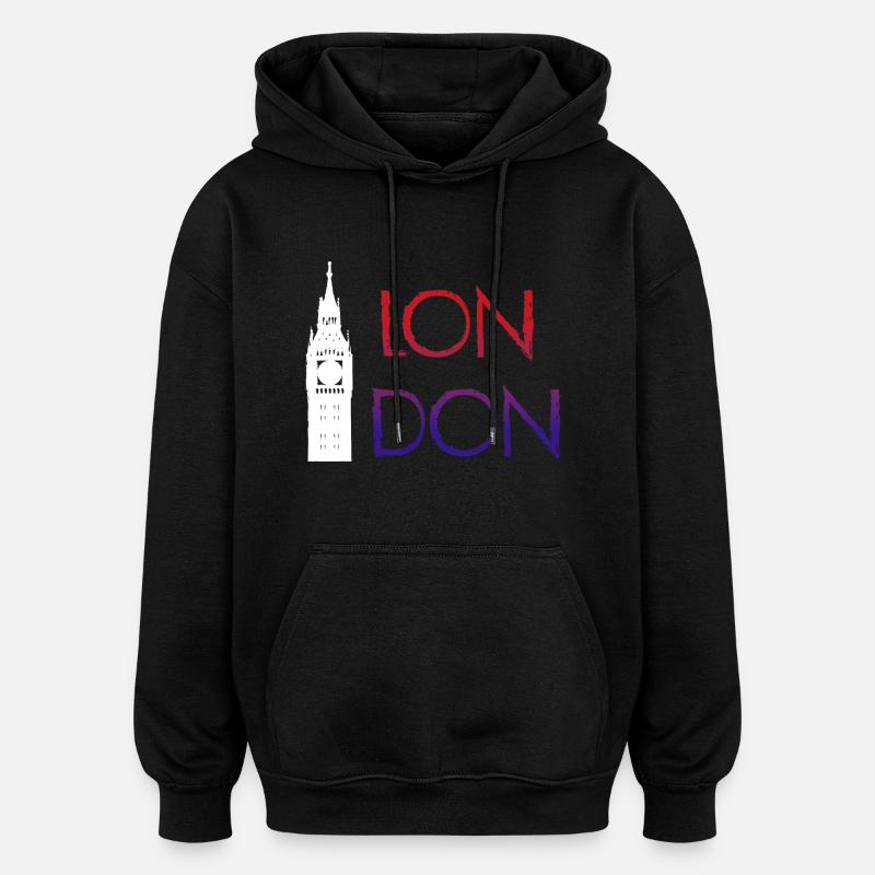 Londres - Sweat à capuche oversize unisexe - noir