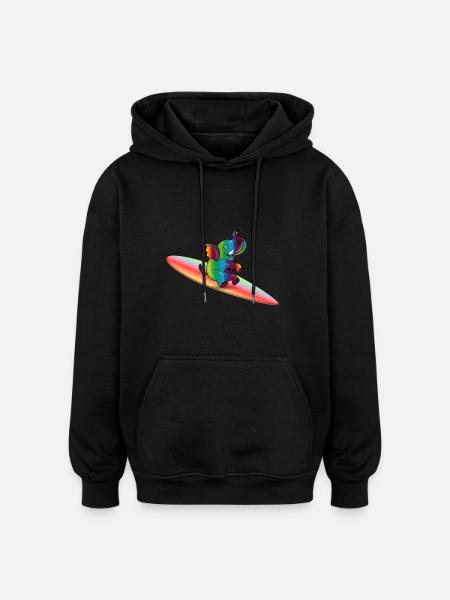 surfin 'elephant - Oversized Unisex Hoodie - black