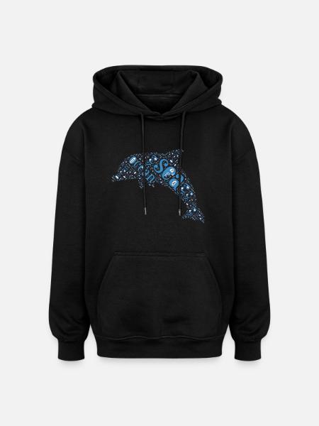 dolphin - Oversized Unisex Hoodie - black