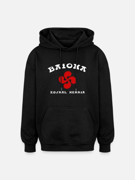 Baiona Bayonne rouge - Sweat à capuche oversize unisexe - noir