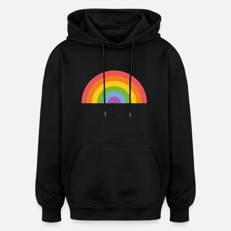 Arc-en-ciel - Sweat à capuche oversize unisexe - noir