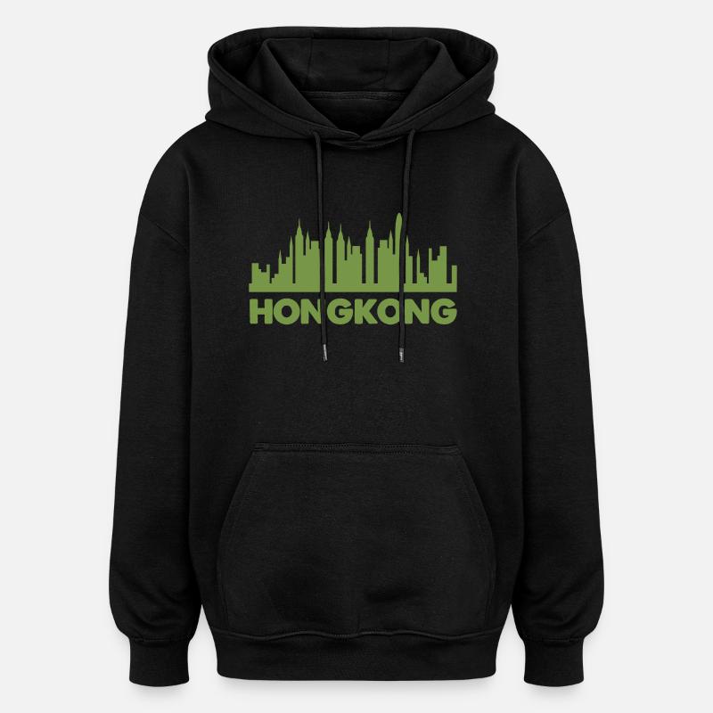 Horizon de Hong Kong - Sweat à capuche oversize unisexe - noir
