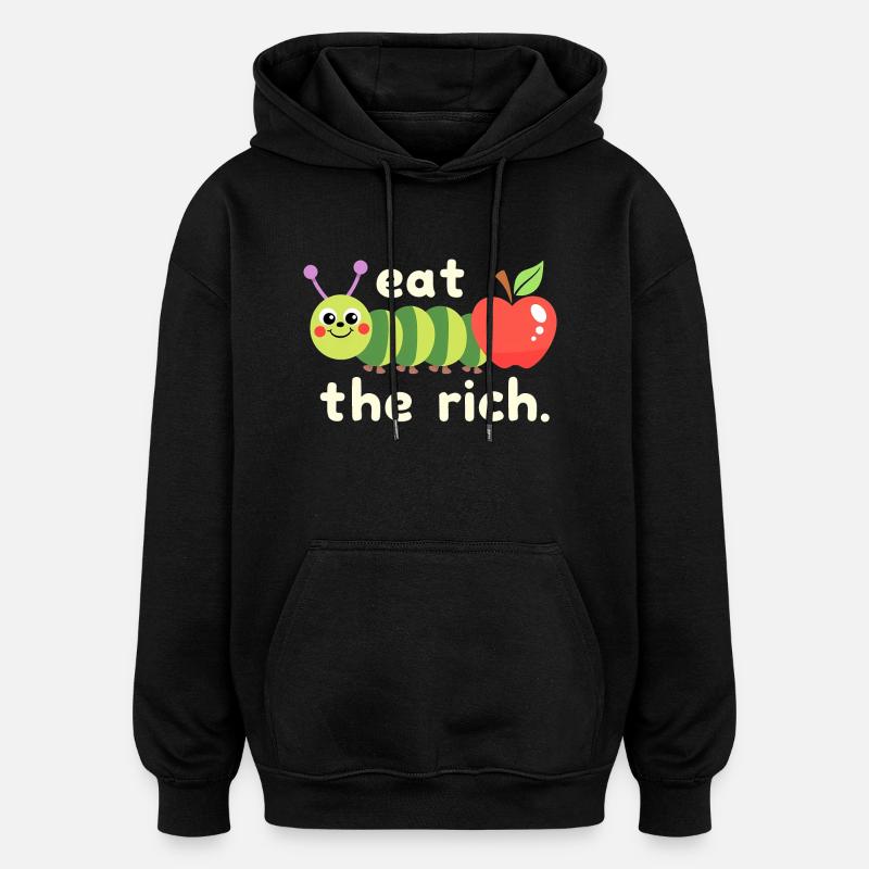 Ver affamé - Chenille Kawaii - Sweat à capuche oversize unisexe - noir