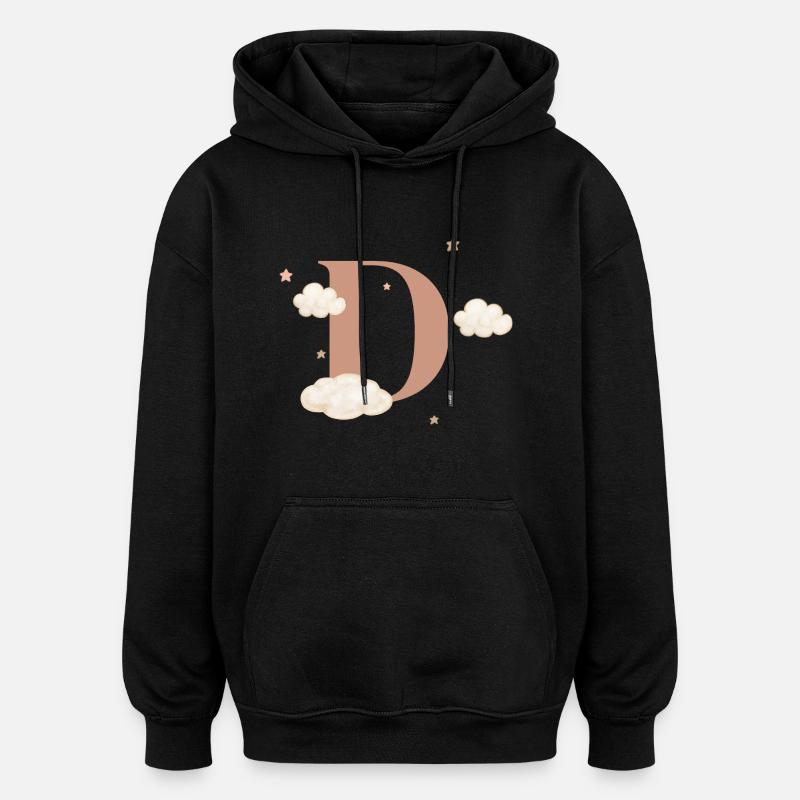 Letter d clouds stars - Oversized Unisex Hoodie - black