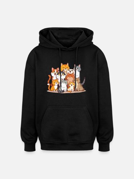 Katzen-Herde - Oversized Unisex Hoodie - Schwarz