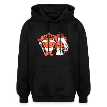 Hase König Krone Königin Pärchen Herrscher Liebe - Oversized Unisex Hoodie - Schwarz - Vorne - Noah (186cm)