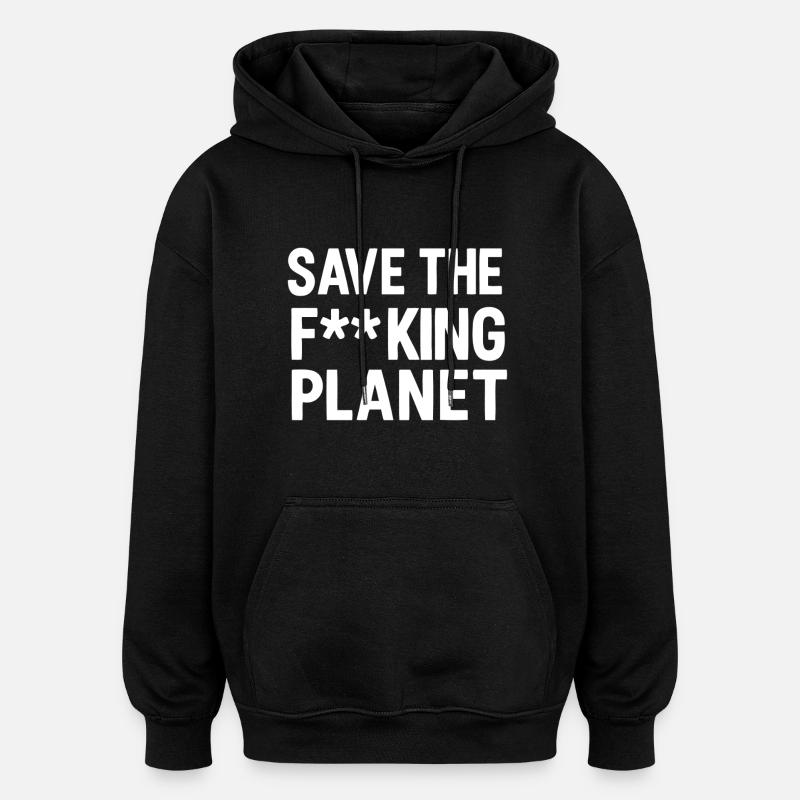Sauvez la de planète blanche - Sweat à capuche oversize unisexe - noir