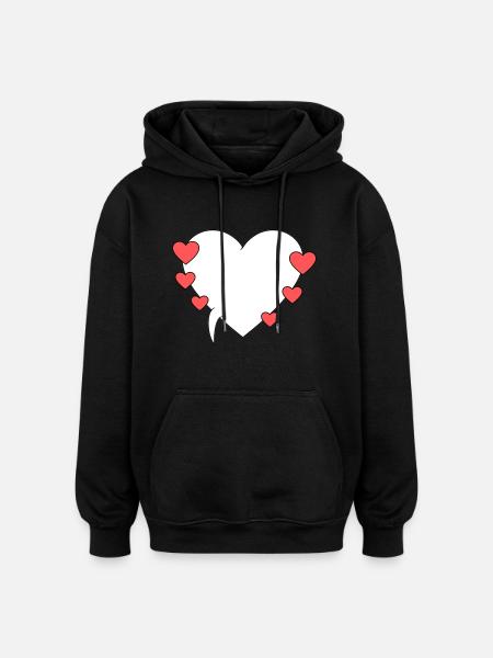 Speech Bubble with Hearts 3 - Oversized Unisex Hoodie - black
