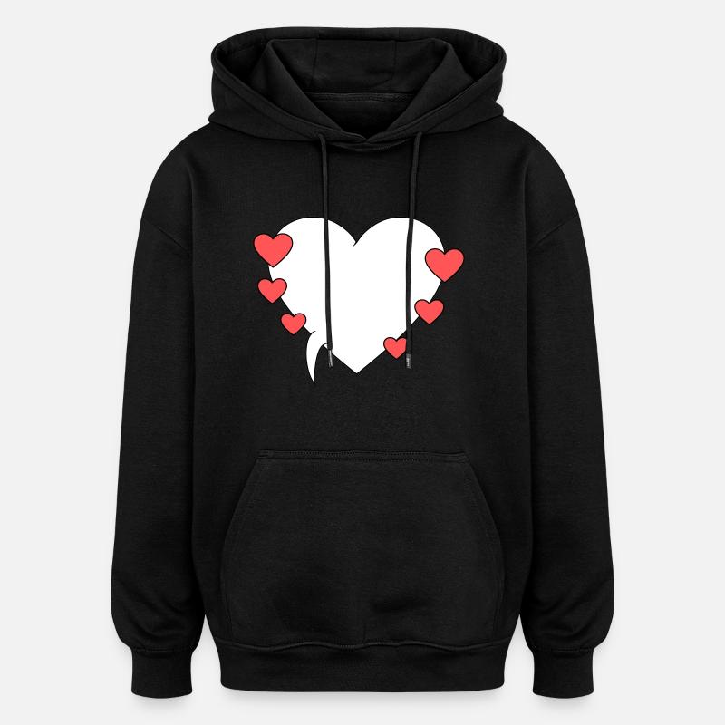 Speech Bubble with Hearts 3 - Oversized Unisex Hoodie - black