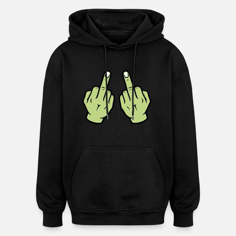 Mittelfinger Hand - Oversized Unisex Hoodie - Schwarz