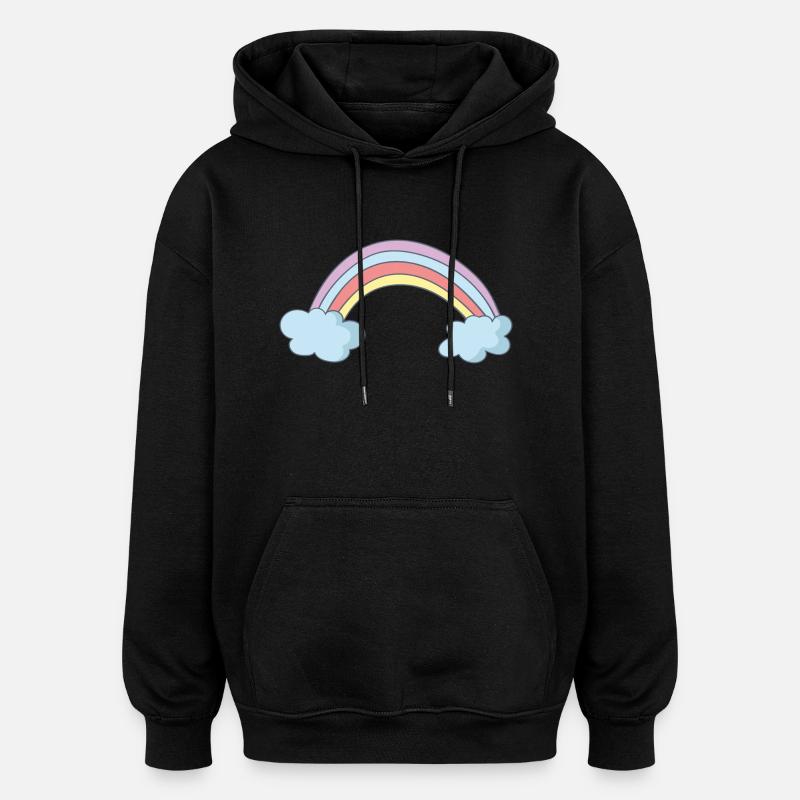 Arc-en-ciel - Sweat à capuche oversize unisexe - noir