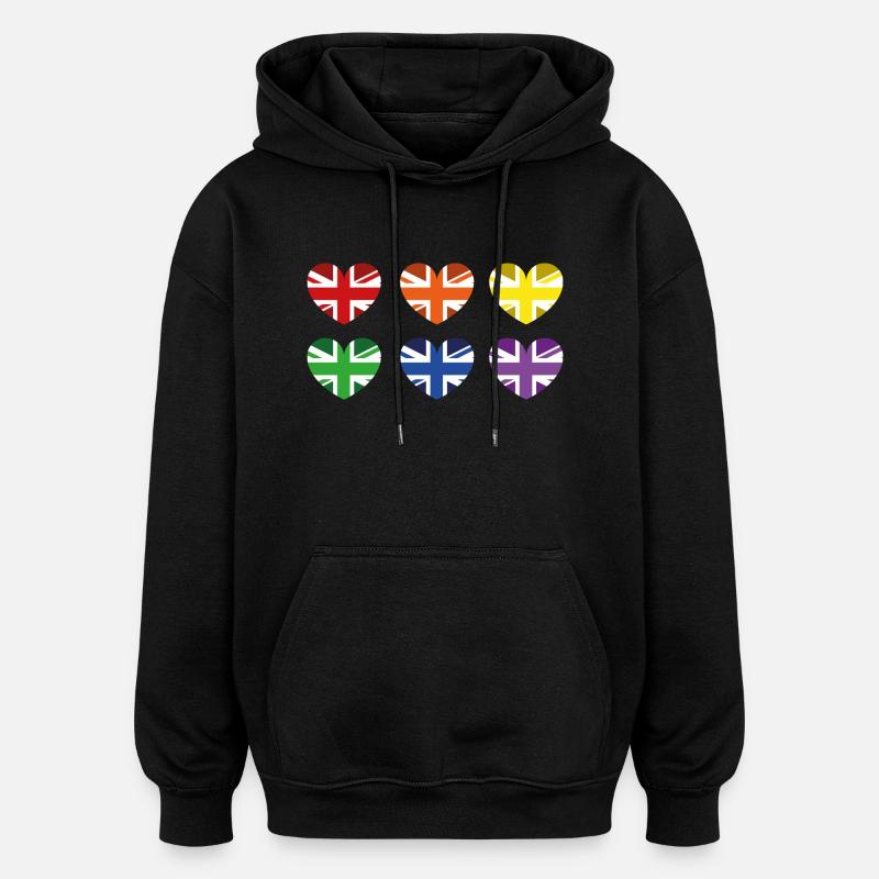 DRAPEAU ARC-EN-CIEL DU ROYAUME-UNI - Sweat à capuche oversize unisexe - noir