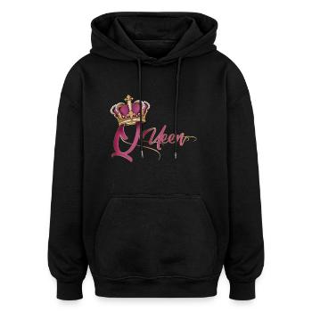 La reine - Sweat à capuche oversize unisexe - noir - Devant - Noah (186cm)