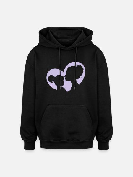 Mother And Daughter Heart - Oversized Unisex Hoodie - black
