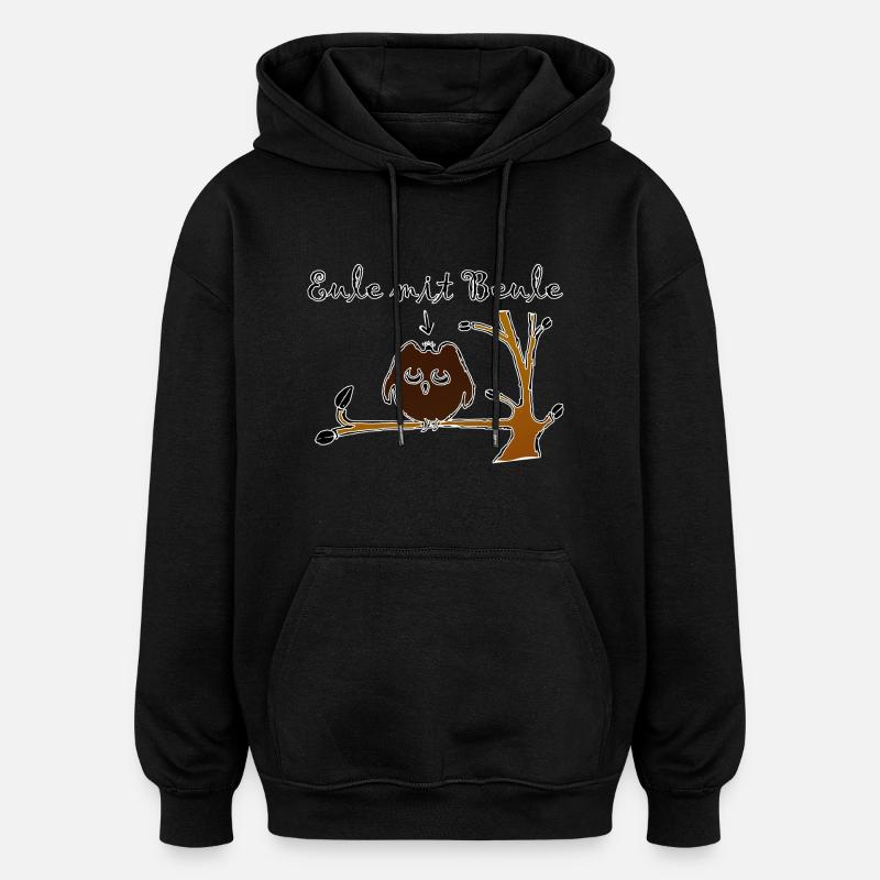 Eule mit Beule - Oversized Unisex Hoodie - Schwarz