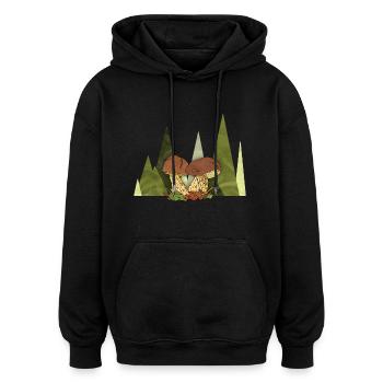 Pilze - Oversized Unisex Hoodie - Schwarz - Vorne - Noah (186cm)