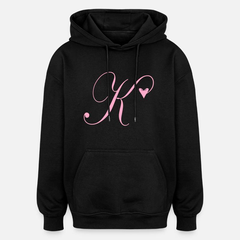 Monogramm K Herz Ranke - Oversized Unisex Hoodie - Schwarz