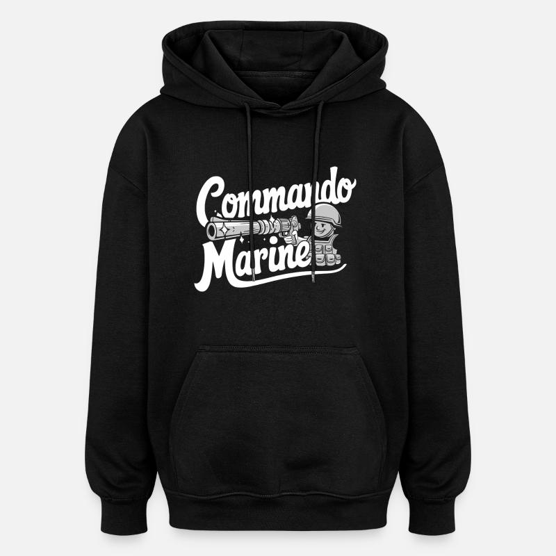 Commando Marine - Sweat à capuche oversize unisexe - noir