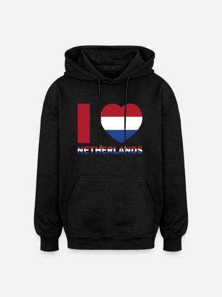 I Love Netherlands - Oversized Unisex Hoodie - black