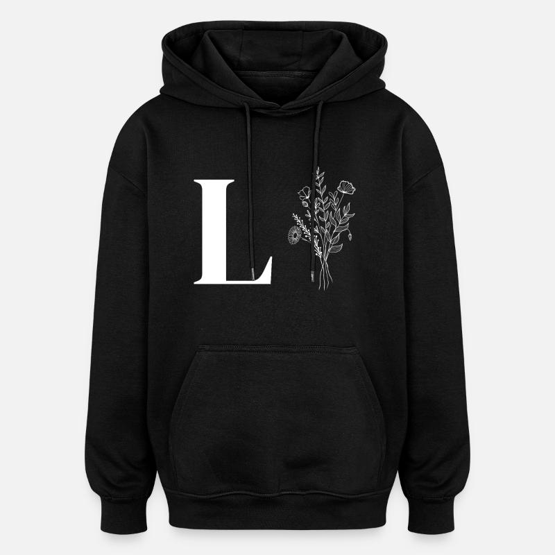 Minimalistische Blumen - Oversized Unisex Hoodie - Schwarz