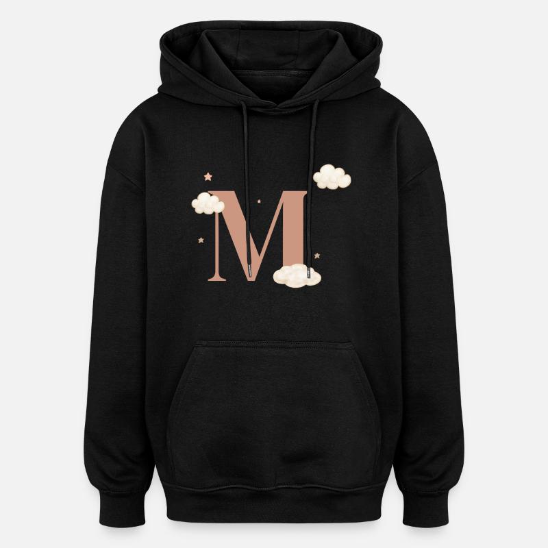 Letter m clouds stars - Oversized Unisex Hoodie - black