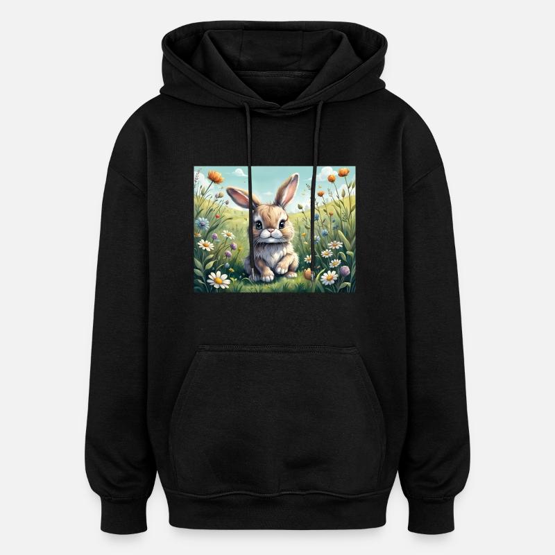 Cute little Easter bunny - Oversized Unisex Hoodie - black