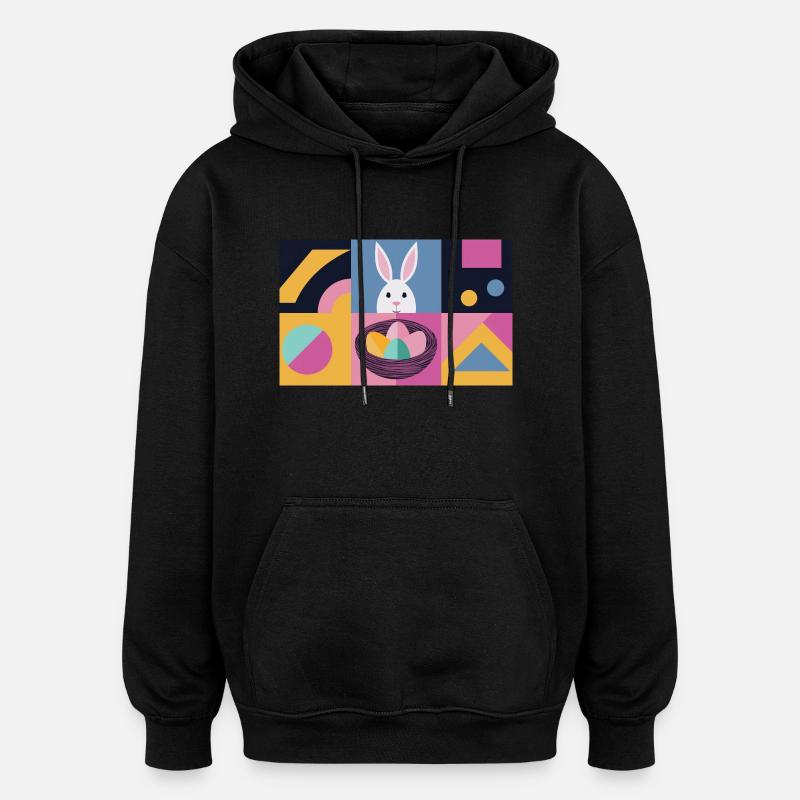 Lapin de Pâques n° 04 - Sweat à capuche oversize unisexe - noir