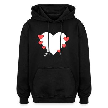 Thought bubble with hearts - Oversized Unisex Hoodie - black - Front - Noah (186cm)