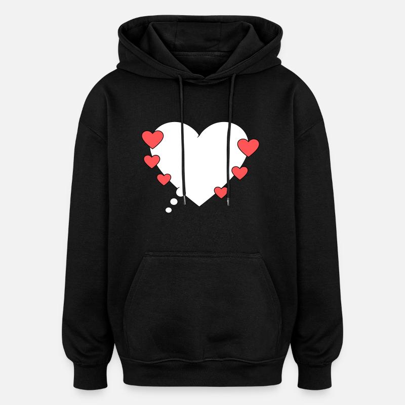 Denkblase mit Herzen - Oversized Unisex Hoodie - Schwarz