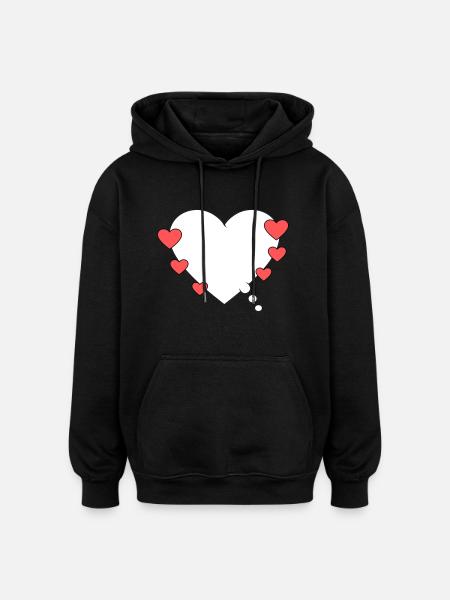 Thought bubble with heart - Oversized Unisex Hoodie - black