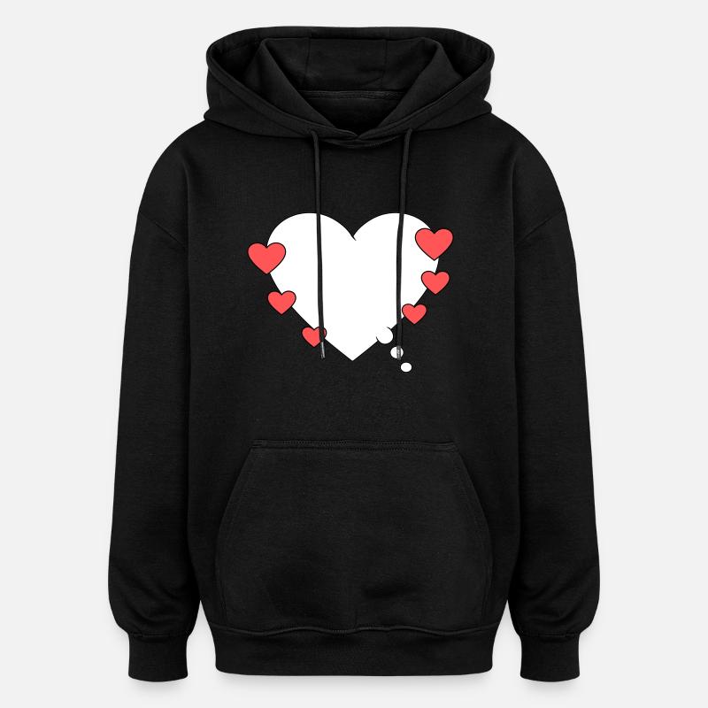 Bulle de pensée avec cœur - Sweat à capuche oversize unisexe - noir