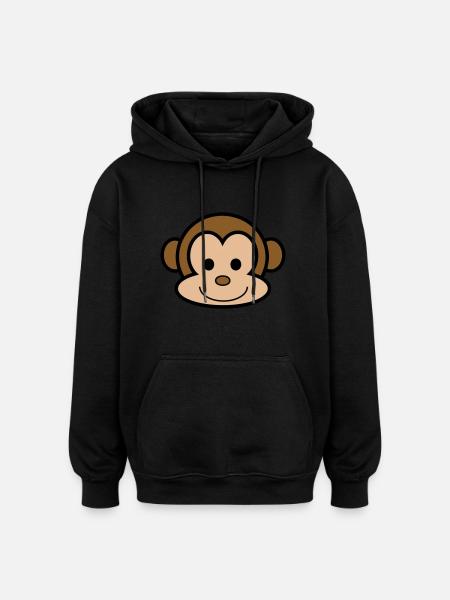 Happy Monkey - Oversized Unisex Hoodie - black